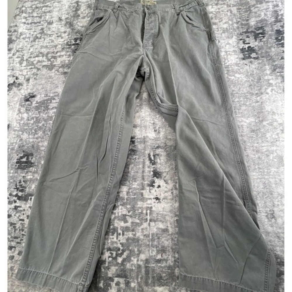 Vtg Abercrombie & Fitch‎ Mens 38 Utility Cargo Pants Y2K Skater Baggy Gray Solid